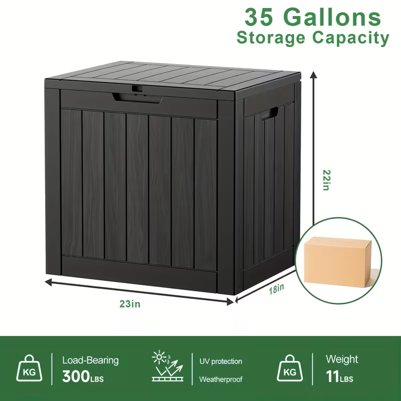 75 Gallon Heavy-Duty Outdoor Deck Box – Waterproof Patio Storage Box with Hinged Lid, Lockable & Easy Assembly